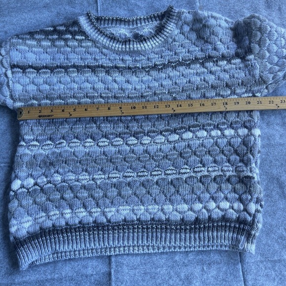 Vicario Cinque Italian Wool Blend Sweater Womens Small Gray Striped Chunky - Picture 8 of 11